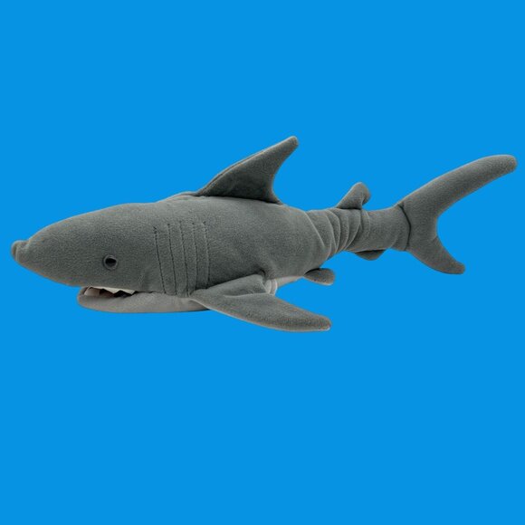 Folkmanis Folktails Shark Hand Puppet Plush 20" Gray Soft Stuffed Animal Toy - Picture 1 of 10